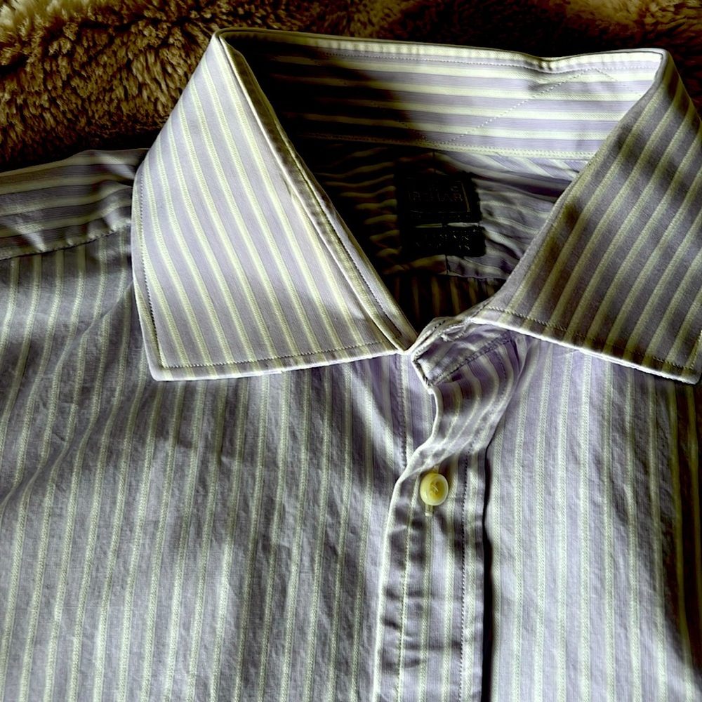 Men’s Ike Bahar lilac and white dress shirt